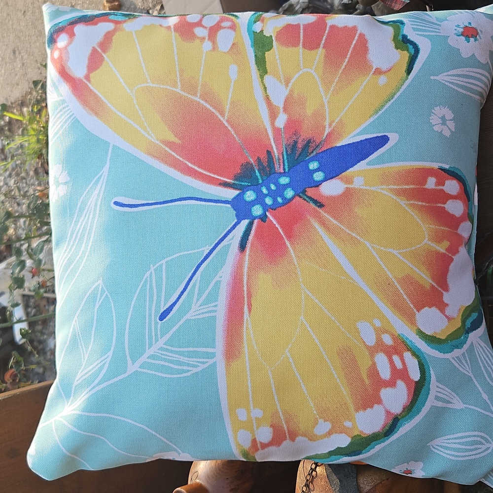 Vibrant Butterfly Accent Pillow